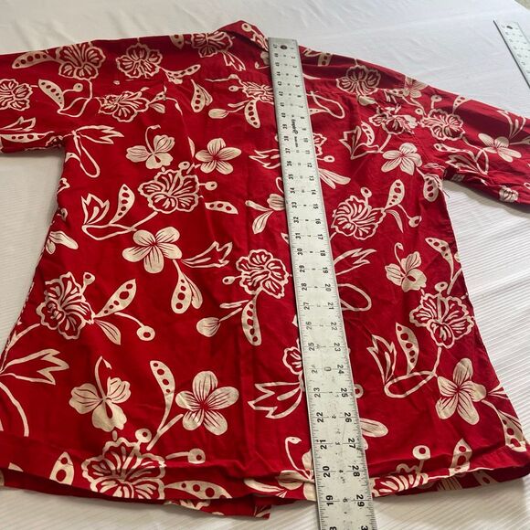 Vintage 1950’s Kilohana Hawaiian Shirt Men’s Medium Red Floral Print Loop Collar - Picture 6 of 6